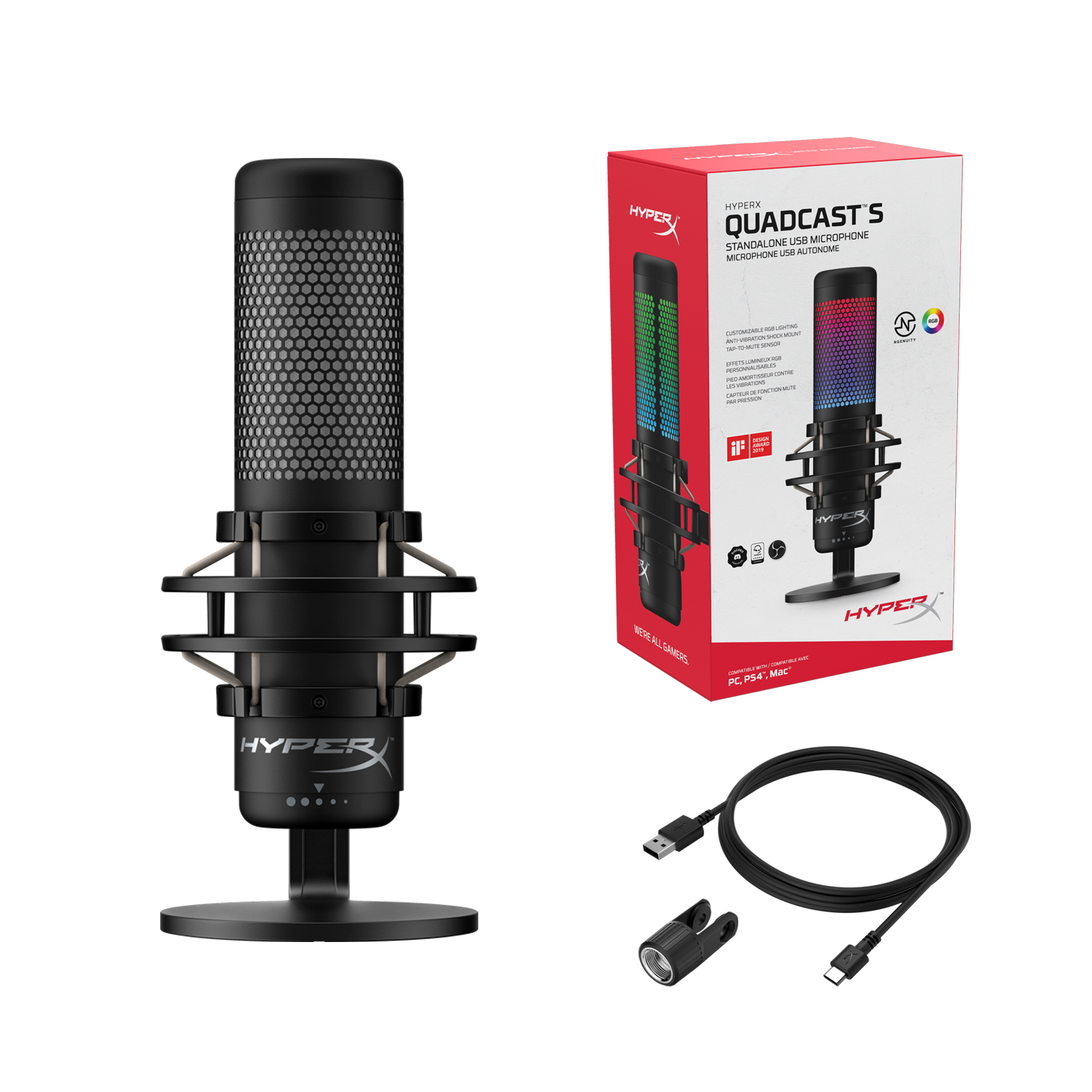 This is the HyperX QuadCast S microphone. - Image 2